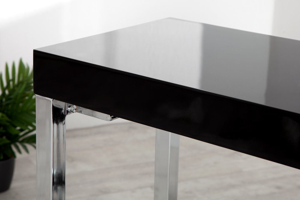 BLACK Konsole · Konsolentisch Bürotisch · DESK · Hochglanz Design Modern schwarz, 120cm riess-ambiente