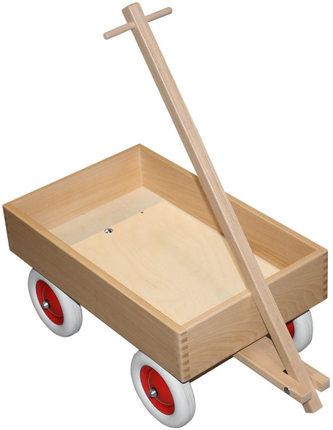 Holz-Wenzel Puppen Ziehwagen Holz Kastenwagen klein mit Kunststoffrädern