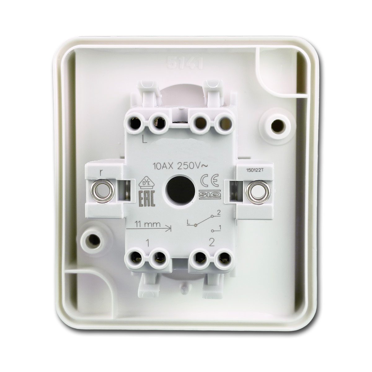 TEM fontana Wechselschalter weiß, 250V~/10A, AP, IP44 Unterputzschalter