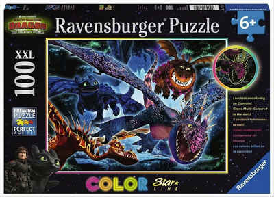 Ravensburger Puzzle Ravensburger - Dragons - Leuchtende Dragons, 100 Teile, Puzzleteile