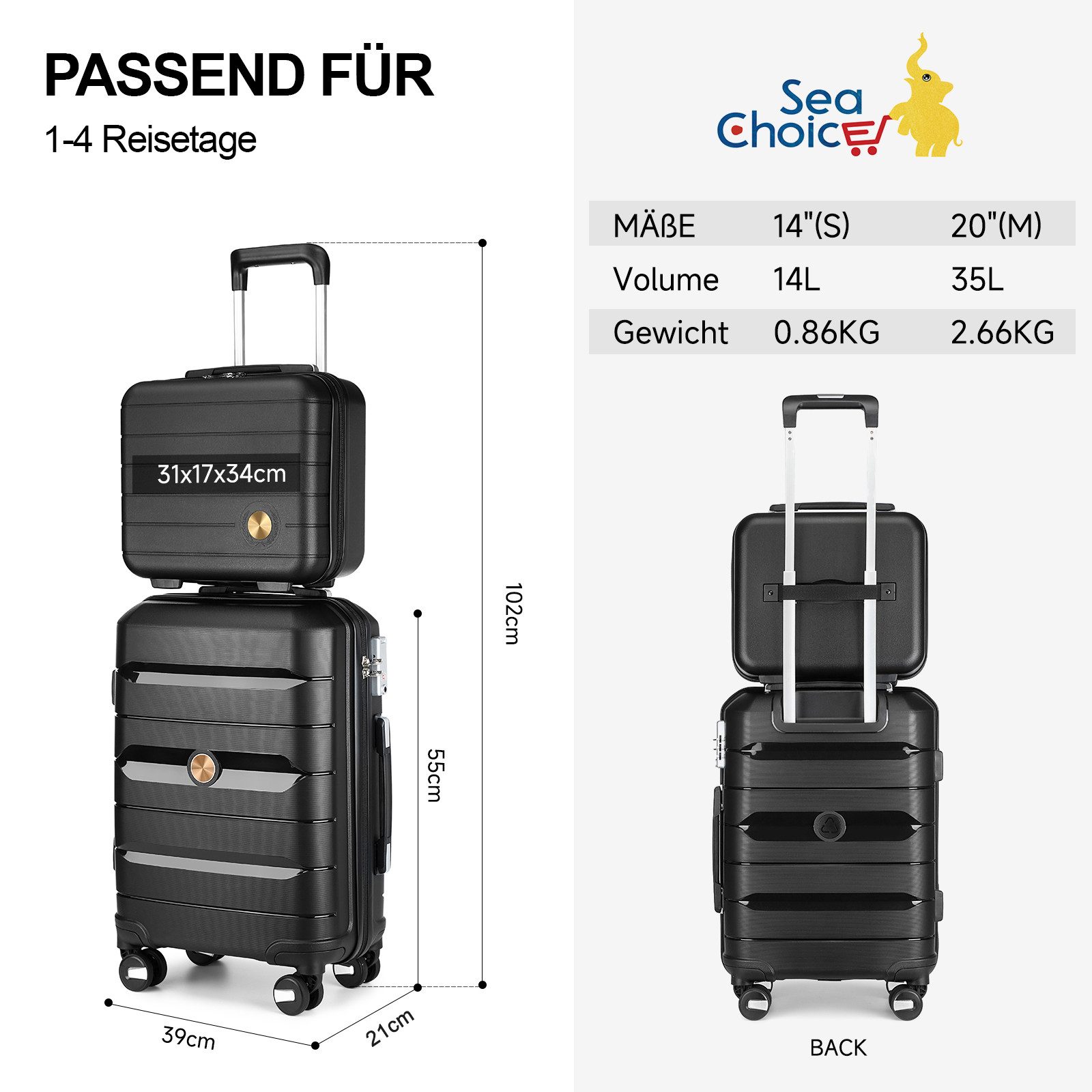 Sea choice Handgepäckkoffer mit TSA-Schloss, 4 günstig online kaufen