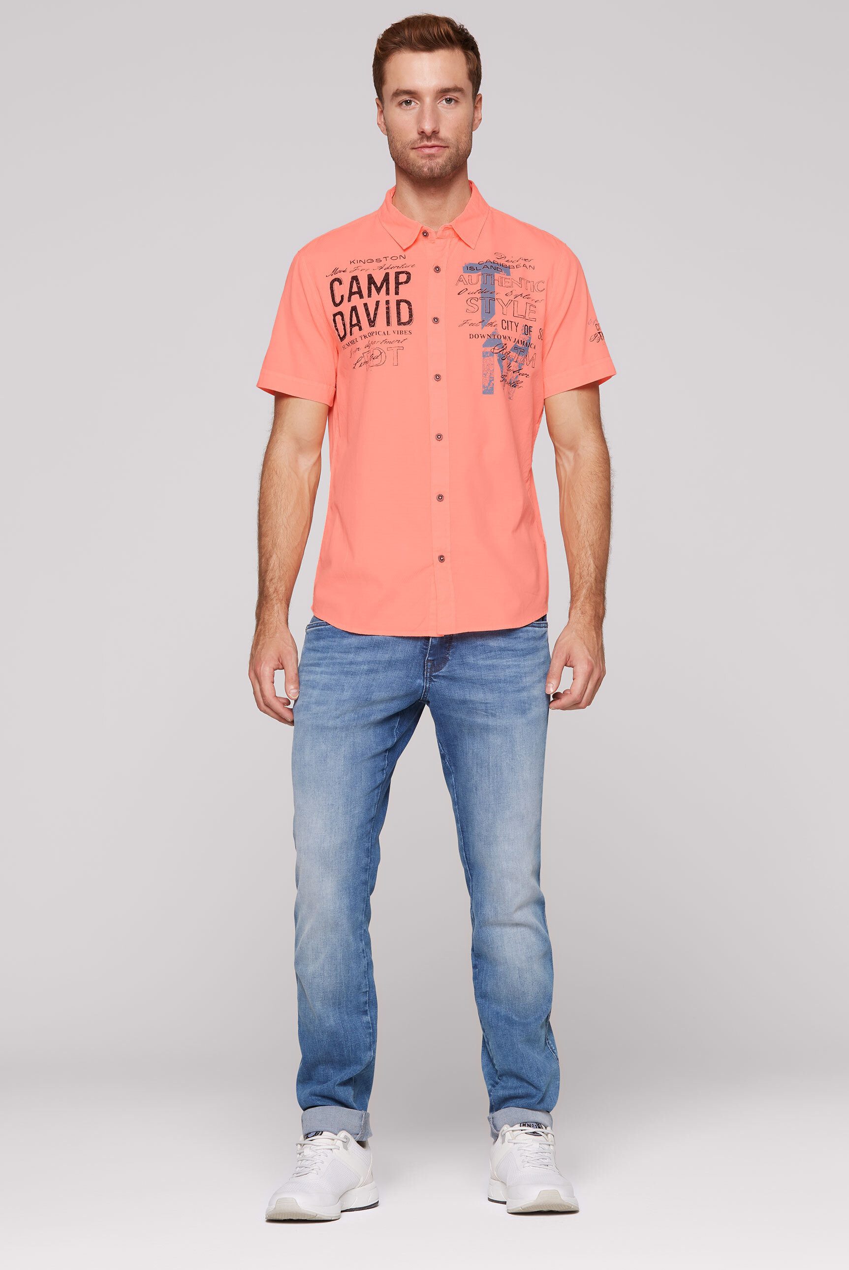 CAMP DAVID Kurzarmhemd mit Webstruktur