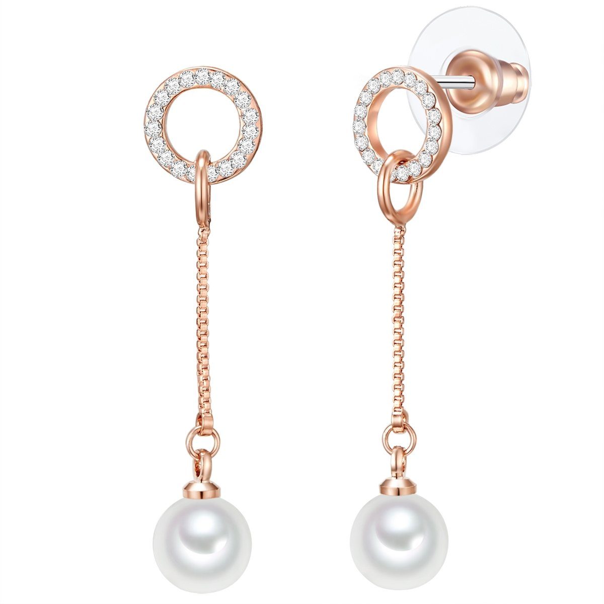 Lulu & Jane Perlenohrringe roségold, Messing