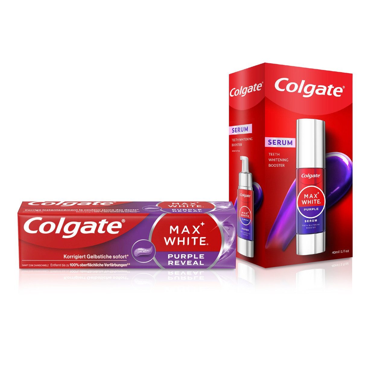 Colgate Zahnbleaching-Kit Max White Instant Bright Purple Routine Basic Whitening Set, 2-teilig, Farbkorrektur-Technologie