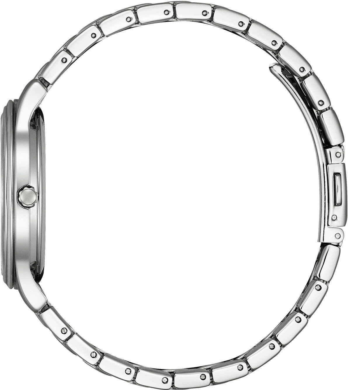 Citizen Solaruhr EM0411-71A, Armbanduhr, Damenuhr, Edelstahlarmband, Batterie-Entladungsanzeige