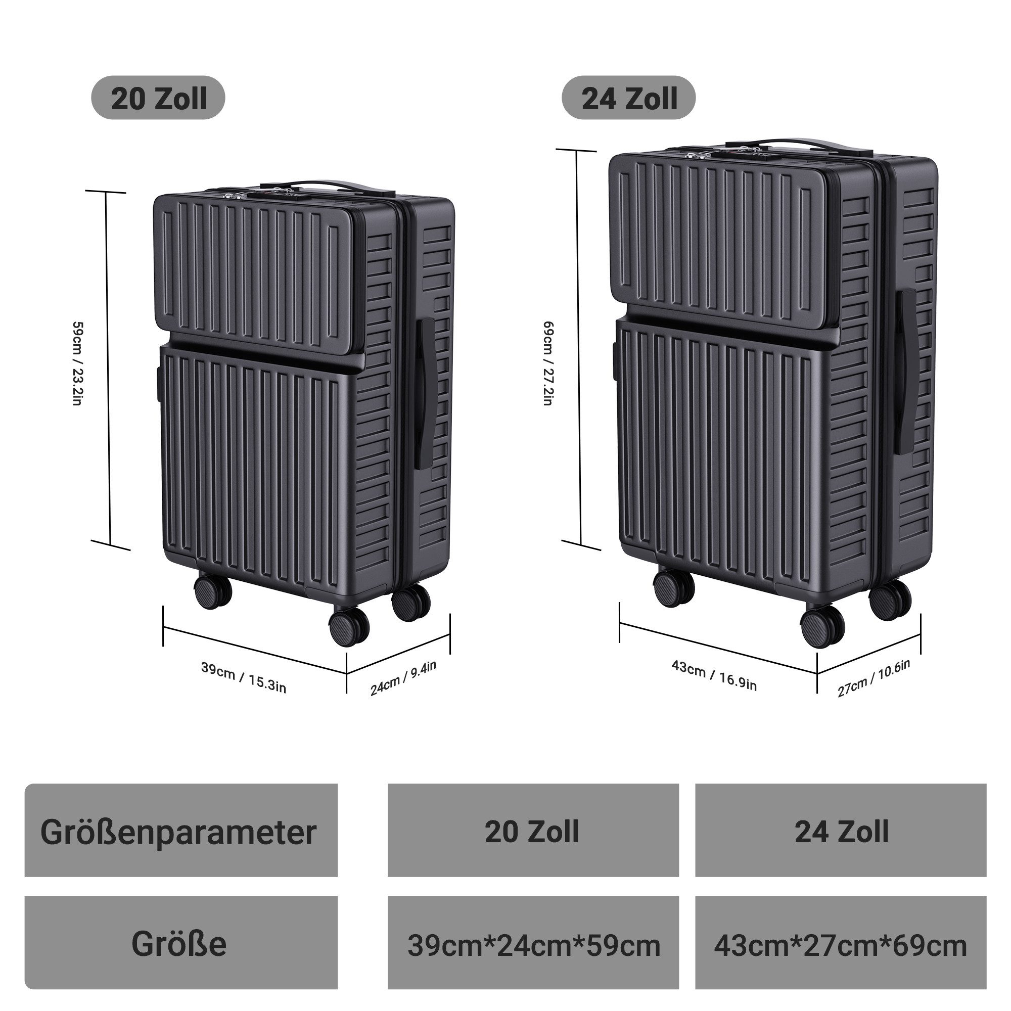 FUROKOY Trolleyset Kofferset Hartschalenkofferset Reisekoffer Set, 20/24 Zo günstig online kaufen