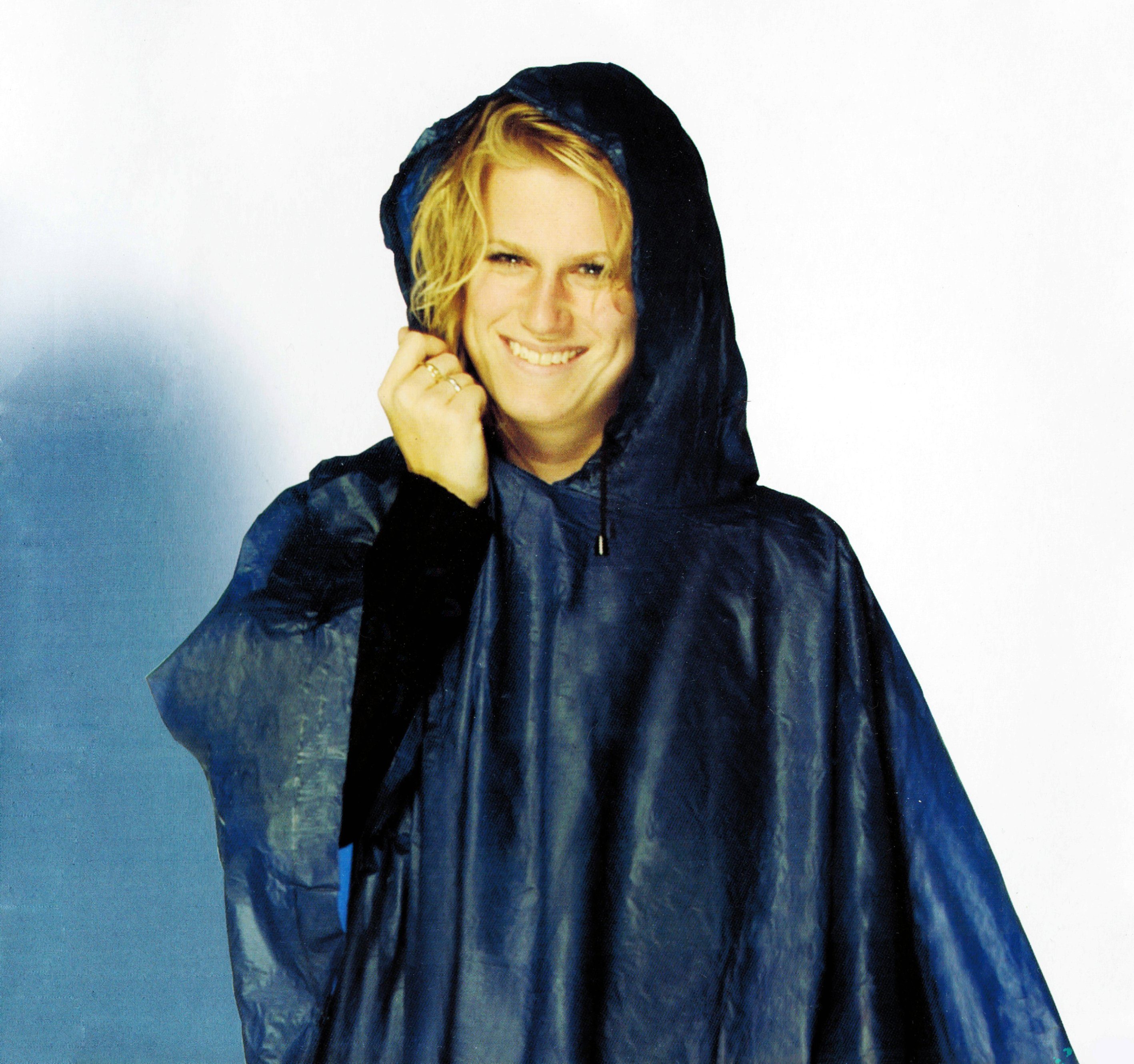 Lifetime Regenponcho Faltbare REGENPONCHO mit Kapuze BLAU Regenjacke Regencape 04 Regenschutz Poncho