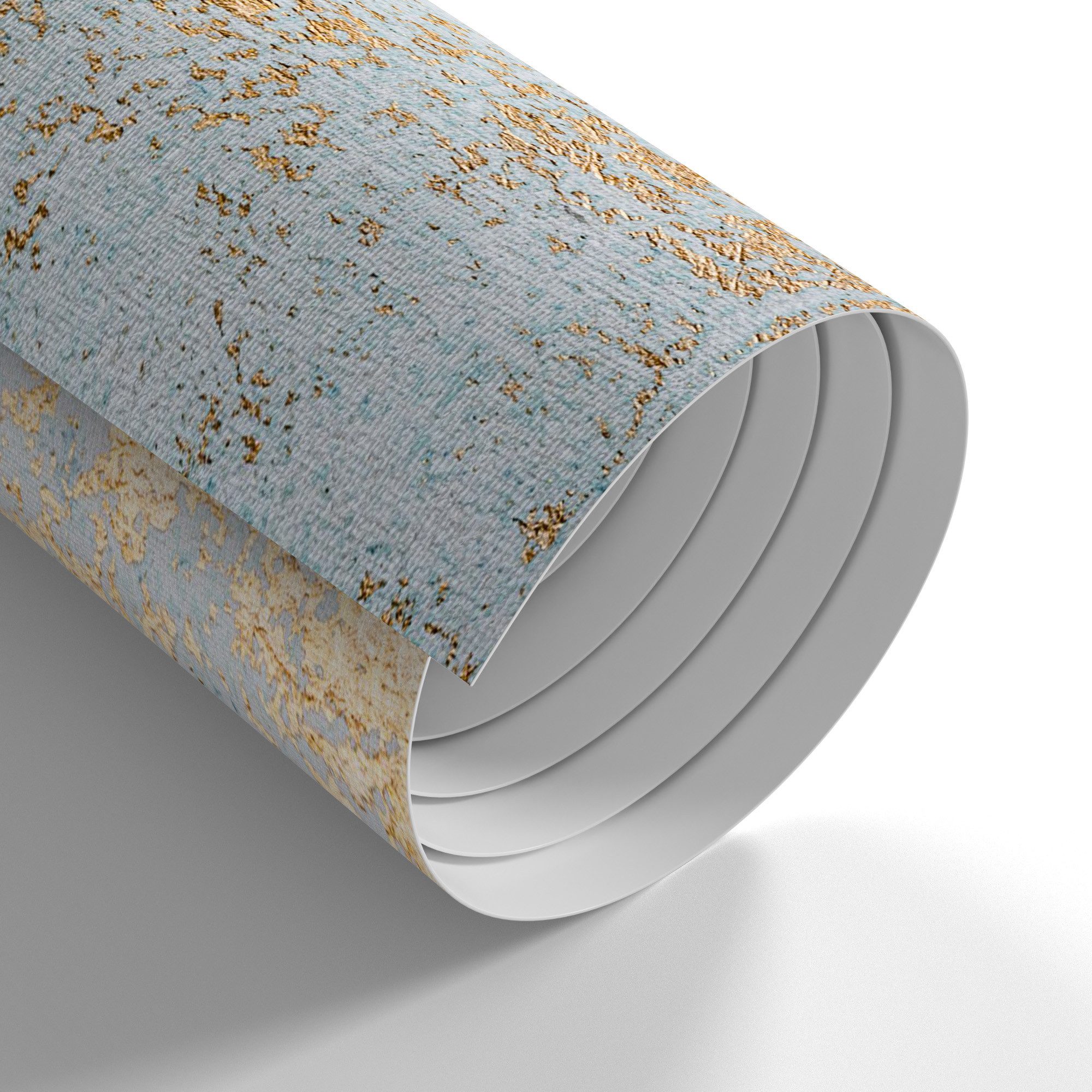 DEQORI Fototapete 'Wand mit Gold-Struktur', Sechseckig, matte Leinwandstruktur, bedruckt, (1 St), selbstklebend Wandtattoo Motiv Wandtapete Wand Sticker Bild Tapete