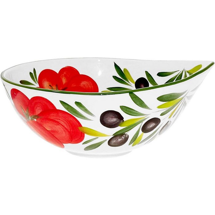 Lashuma Schüssel Tomate Olive Keramik (1-tlg) Runde Salatschüssel mit Schnabel 29x26 cm