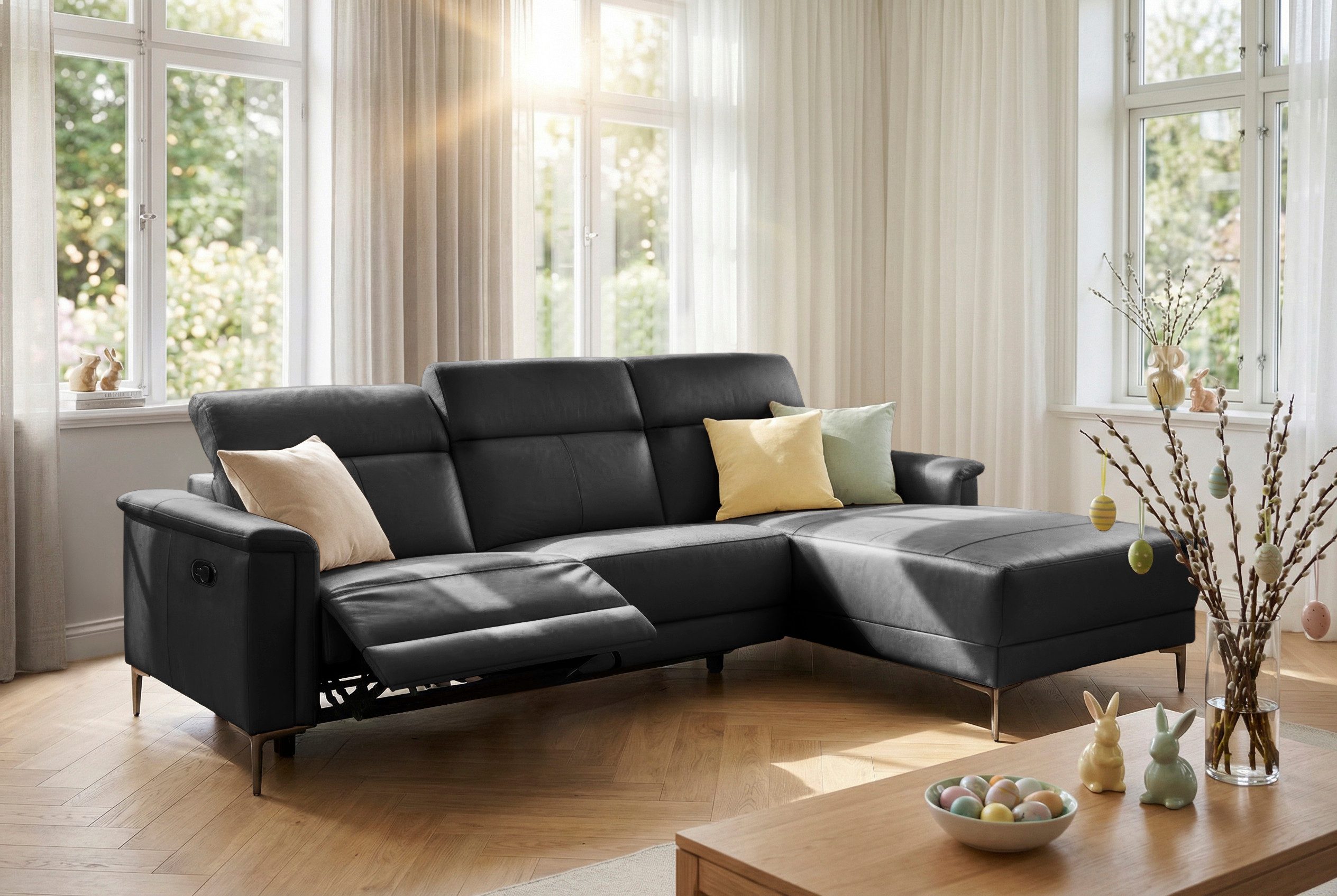 OTTO home Ecksofa LUND, L-Form, 261cm, man. o. elektr. Relaxfunktion (mit USB-A), und Kopfteilverstellung