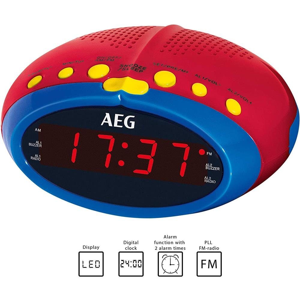 AEG Radiowecker MRC 4143 Kinderwecker Uhr, rot/blau, LED-Display, Einschlaf günstig online kaufen