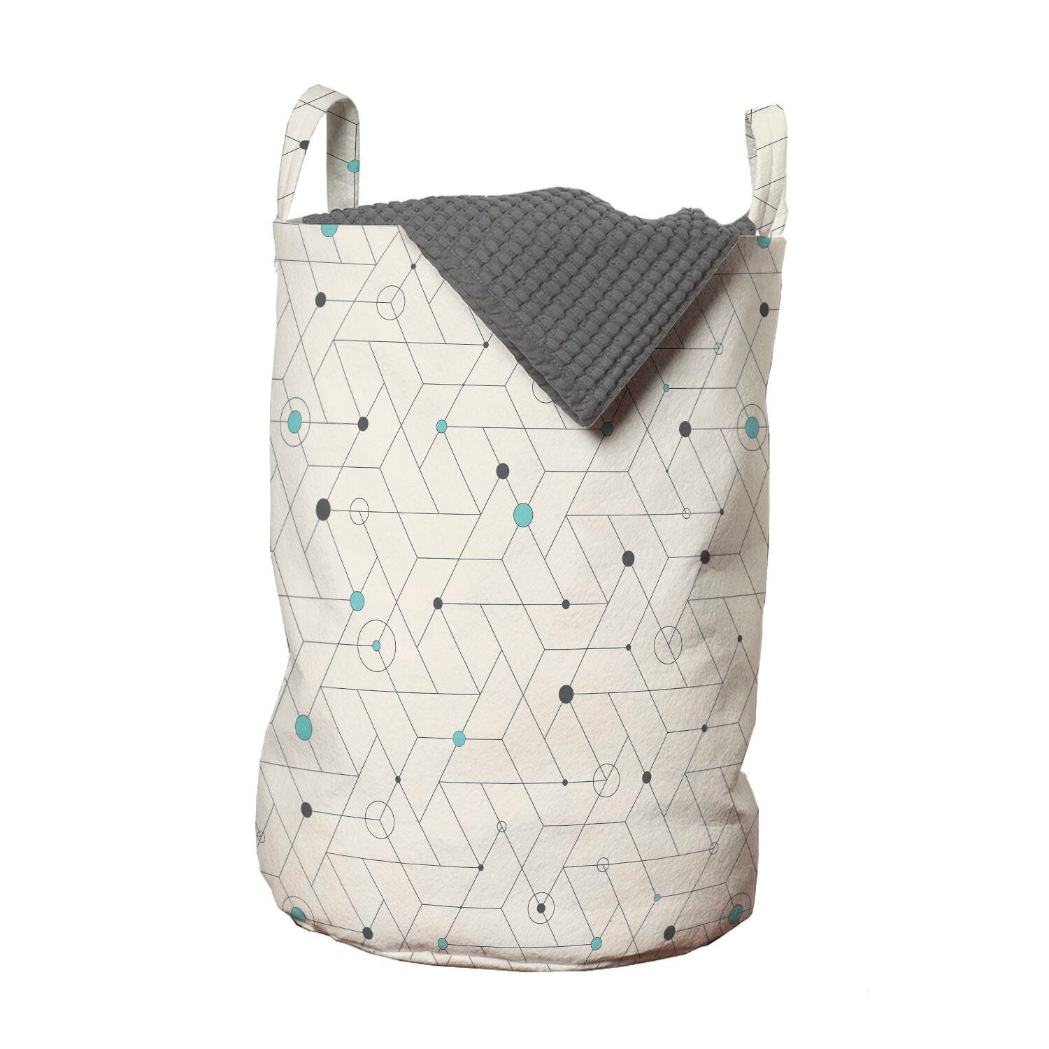 Abakuhaus Wäschesäckchen Wäschekorb mit Griffen Kordelzugverschluss für Waschsalons, Geometrisch Hexagonal Triangles Gitter