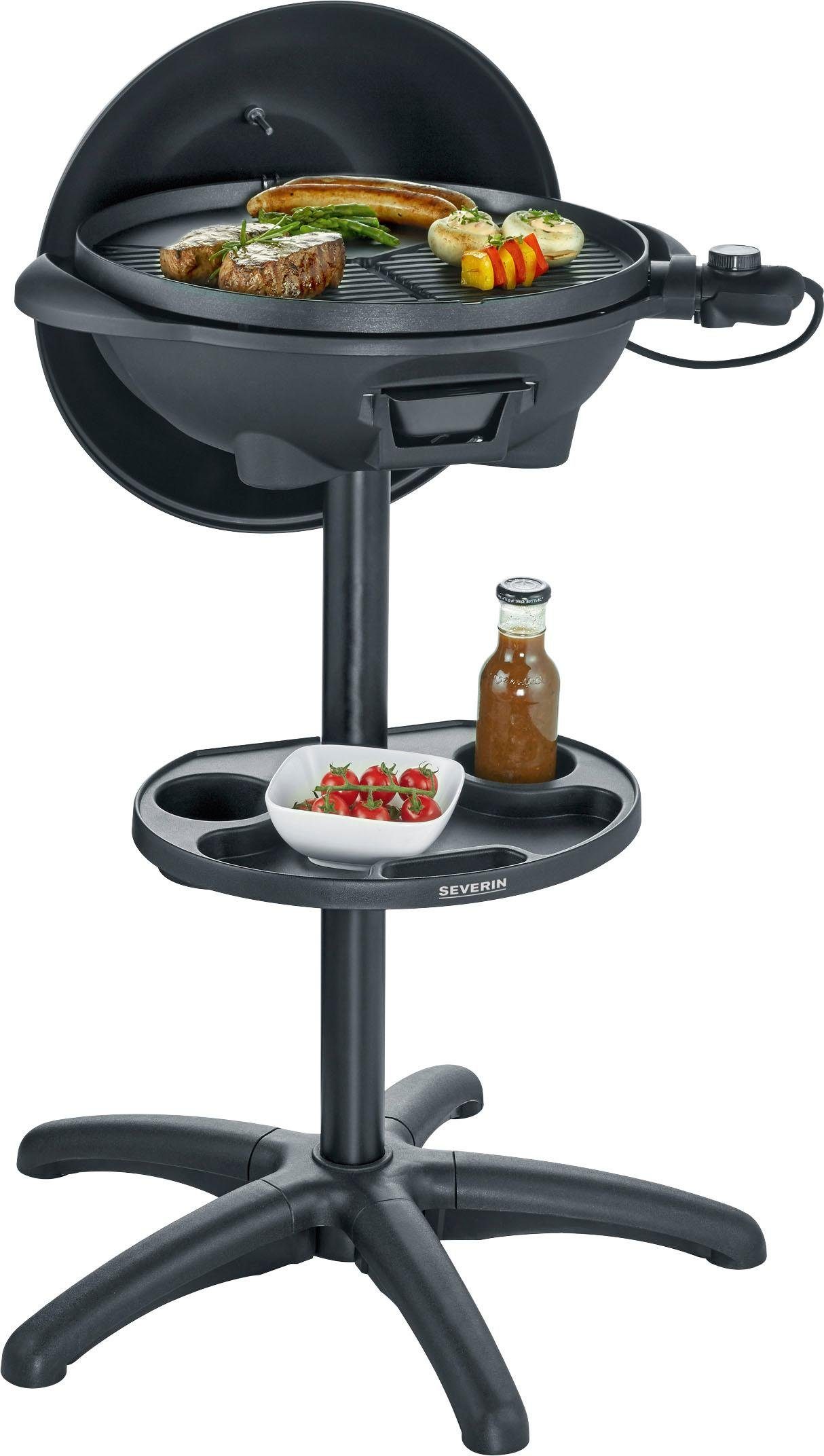 Severin Elektro-Standgrill PG 8541, 2000 W, hohe Kapazität durch große Grillfläche Ø 41cm, XXL-Anschlusskabel 2,8m