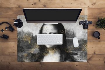 MuchoWow Gaming Mauspad Mona Lisa - Leonardo da Vinci - Gold (1-St), Büro für Tastatur und Maus, Mousepad Gaming, 90x60 cm, XXL, Großes