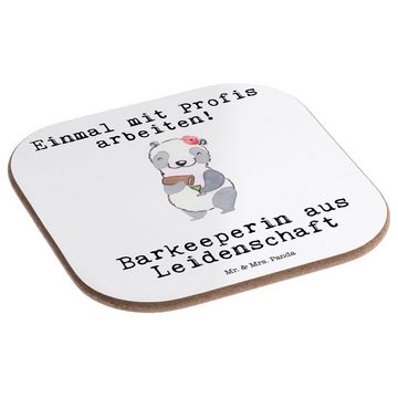 Mr. & Mrs. Panda Getränkeuntersetzer Barkeeperin Leidenschaft - Weiß - Geschenk, Untersetzer Gläser, Barfr, 1-tlg., Innovative Designs