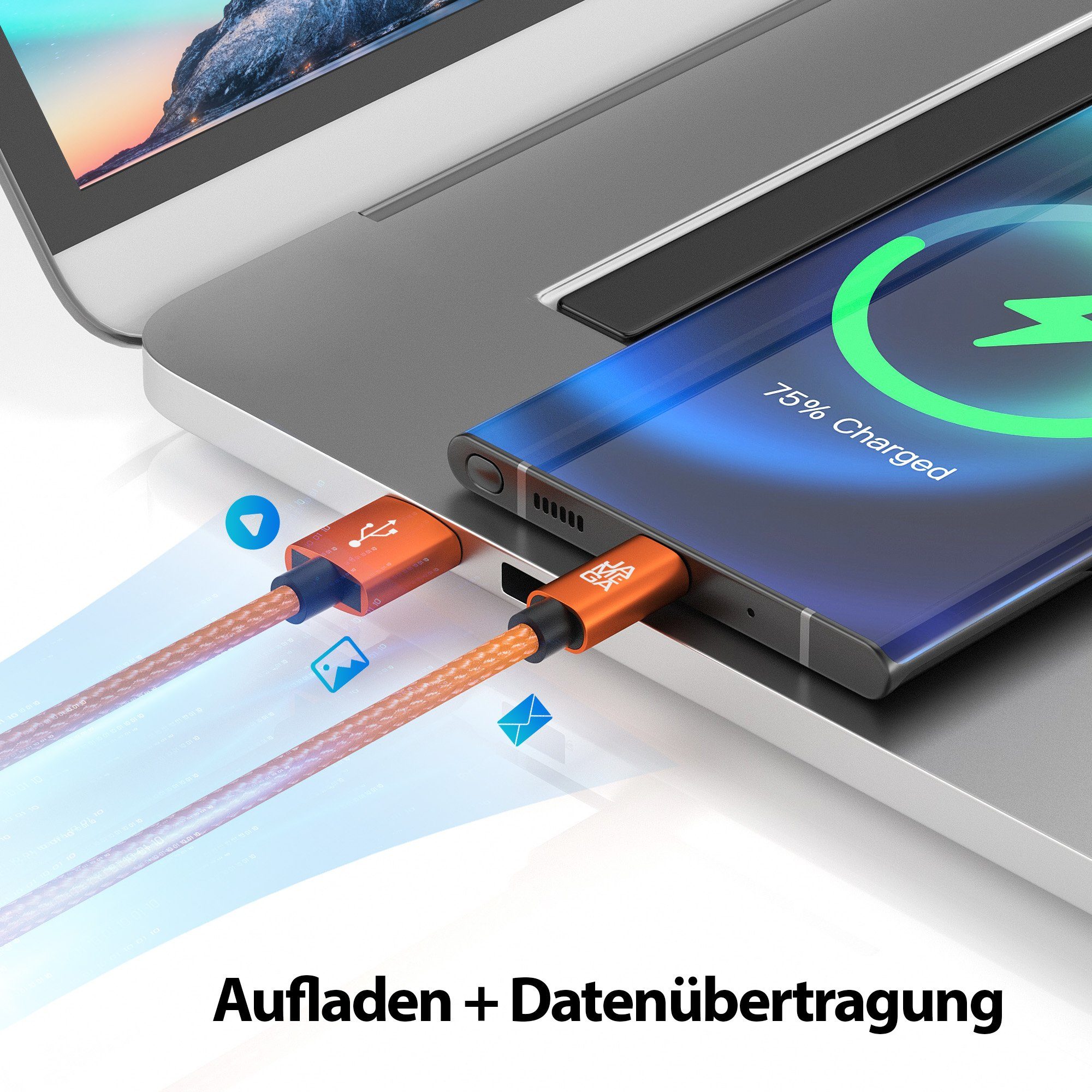 JAMEGA USB-C Datenkabel Ladekabel für Samsung Apple iPhone Huawei Xiaomi uvm. USB-Kabel, USB Typ A, USB Typ C, (50 cm)