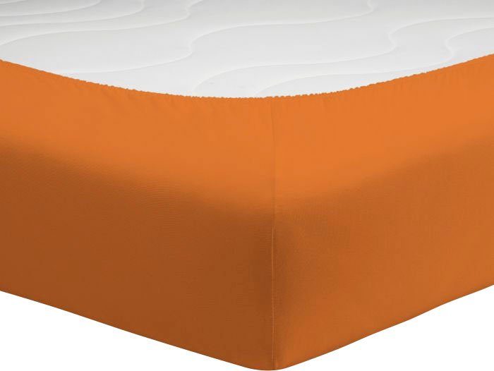 Spannbettlaken Mako-Jersey, Schlafgut, Mako-Jersey, Baumwolle rundum, Stück), aus orange (1 Gummizug