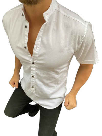 Megaman Jeans Hemd & Shirt Kurzhemd Herren designer Premium Megaman Hemd Slim-Fit Business Hochzeit Shirt Sommer Hemden