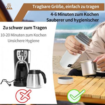 DOPWii Wasserkocher 350 ml tragbarer Tee- und Kaffeekessel mit 4 Temperaturreglern, 300,00 W, Reisewasserkocher, Edelstahl-Warmwasserbereiter mit Trockengehschutz