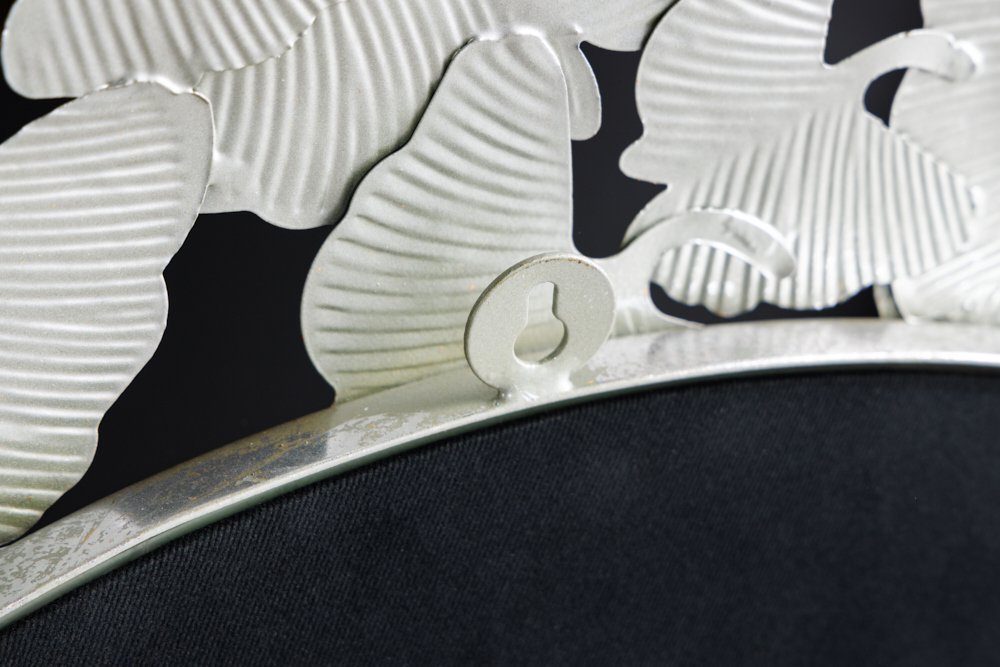 Metall rund LEAFS Handmade riess-ambiente / silber · · Dekoration Rahmen Wandspiegel gold · XL mit GINKGO Wohnzimmer · 90cm (1-St), ·