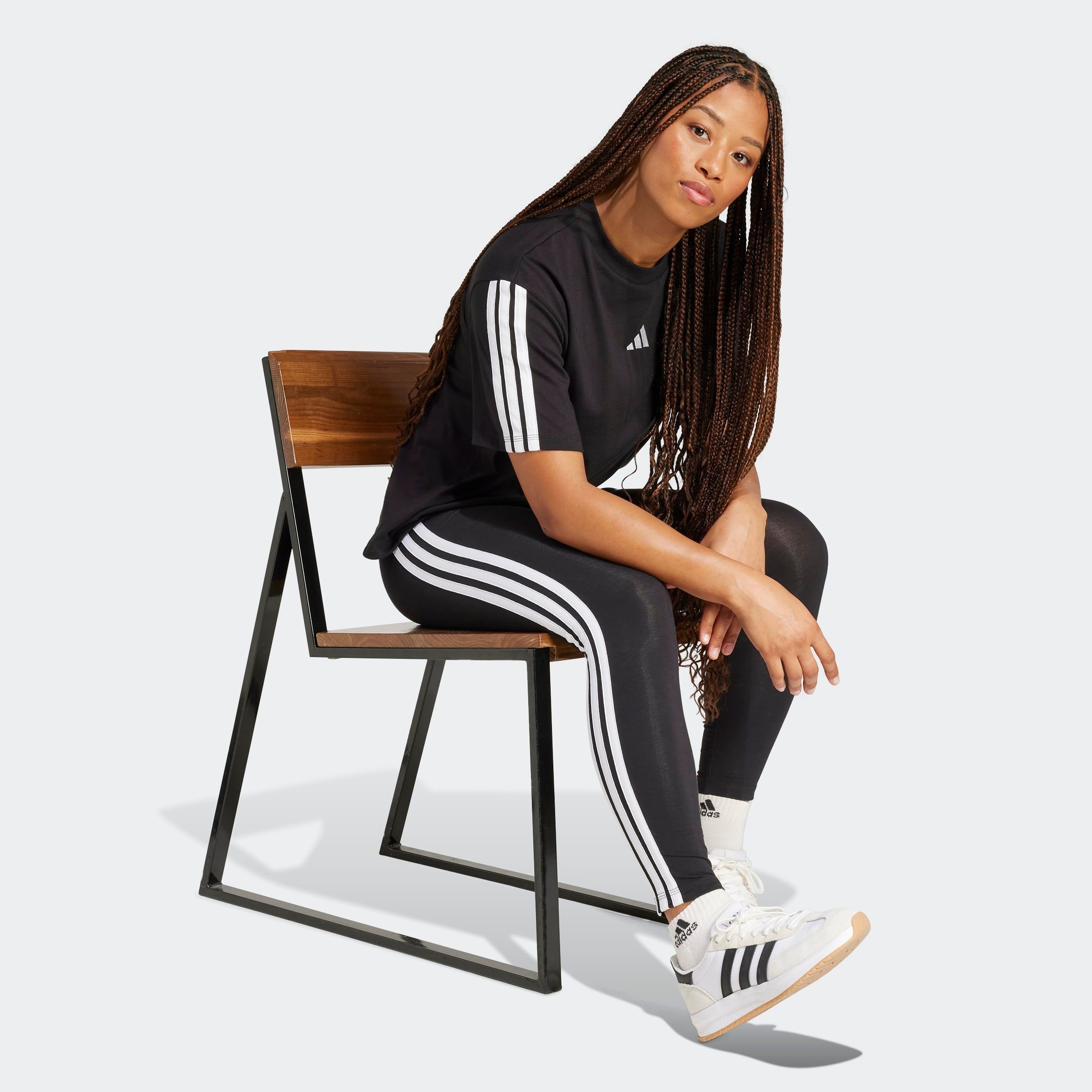 adidas Sportswear Trainingstights ESSENTIALS 3-STREIFEN COTTON LEGGINGS sportlicher Look mit 3-Streifen, aus Baumwolle und Elasthan