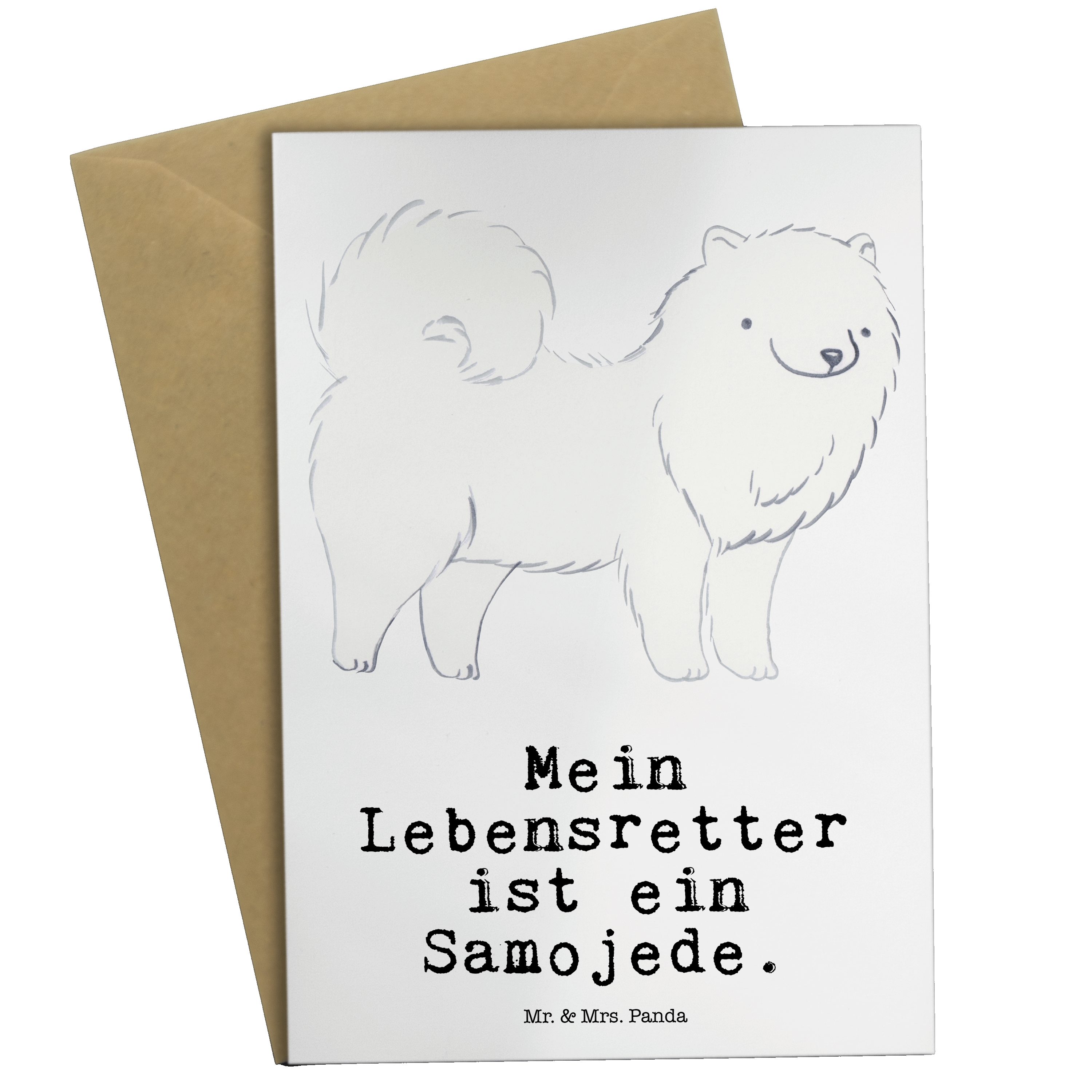 Mr. & Mrs. Panda Grußkarte Samojede Lebensretter - Weiß - Geschenk, Welpe, Samojedenhund, Hochze