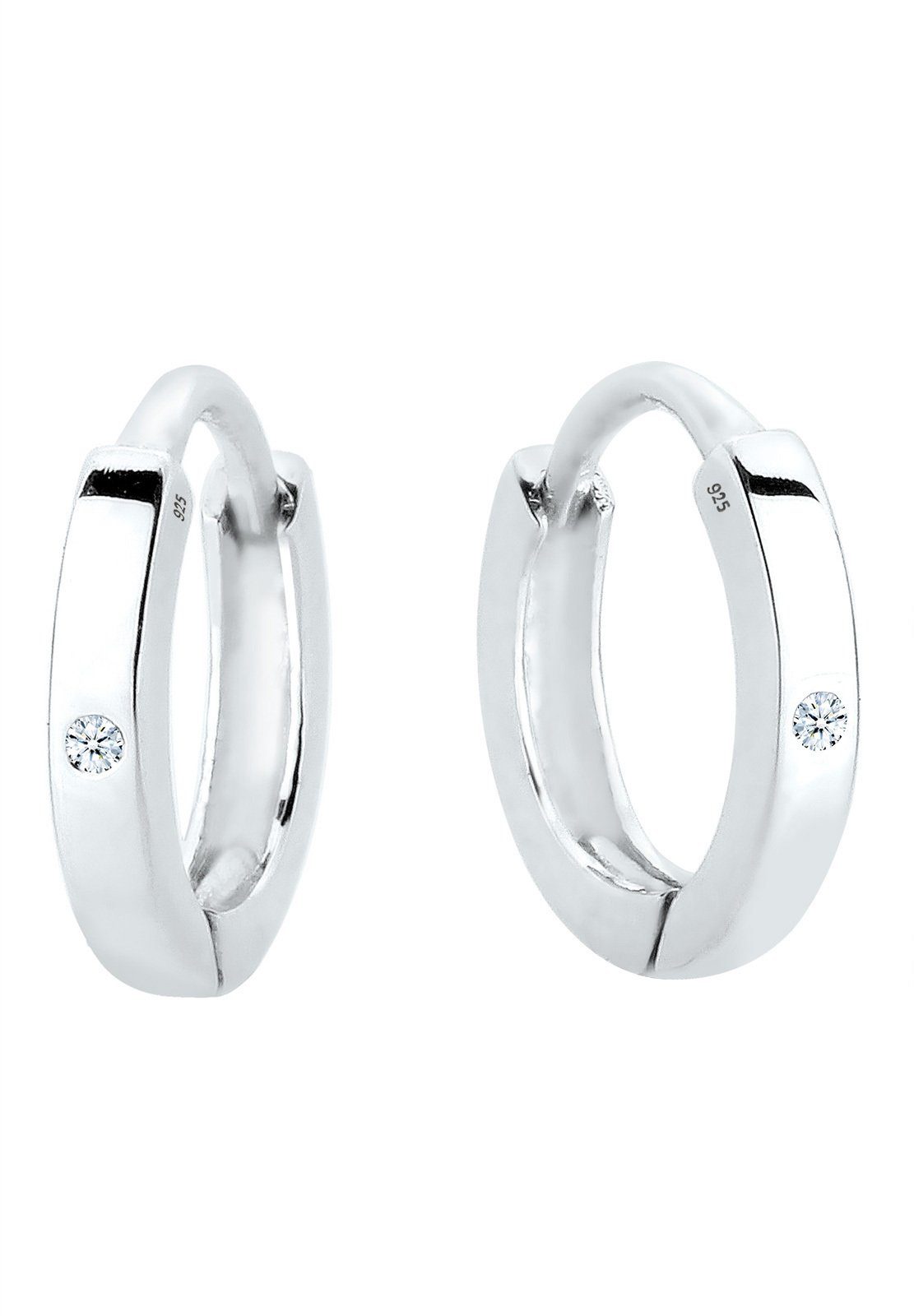 Elli DIAMONDS Paar Creolen Diamant Weiß Brillantschliff (0.01 ct ct) 925 St günstig online kaufen