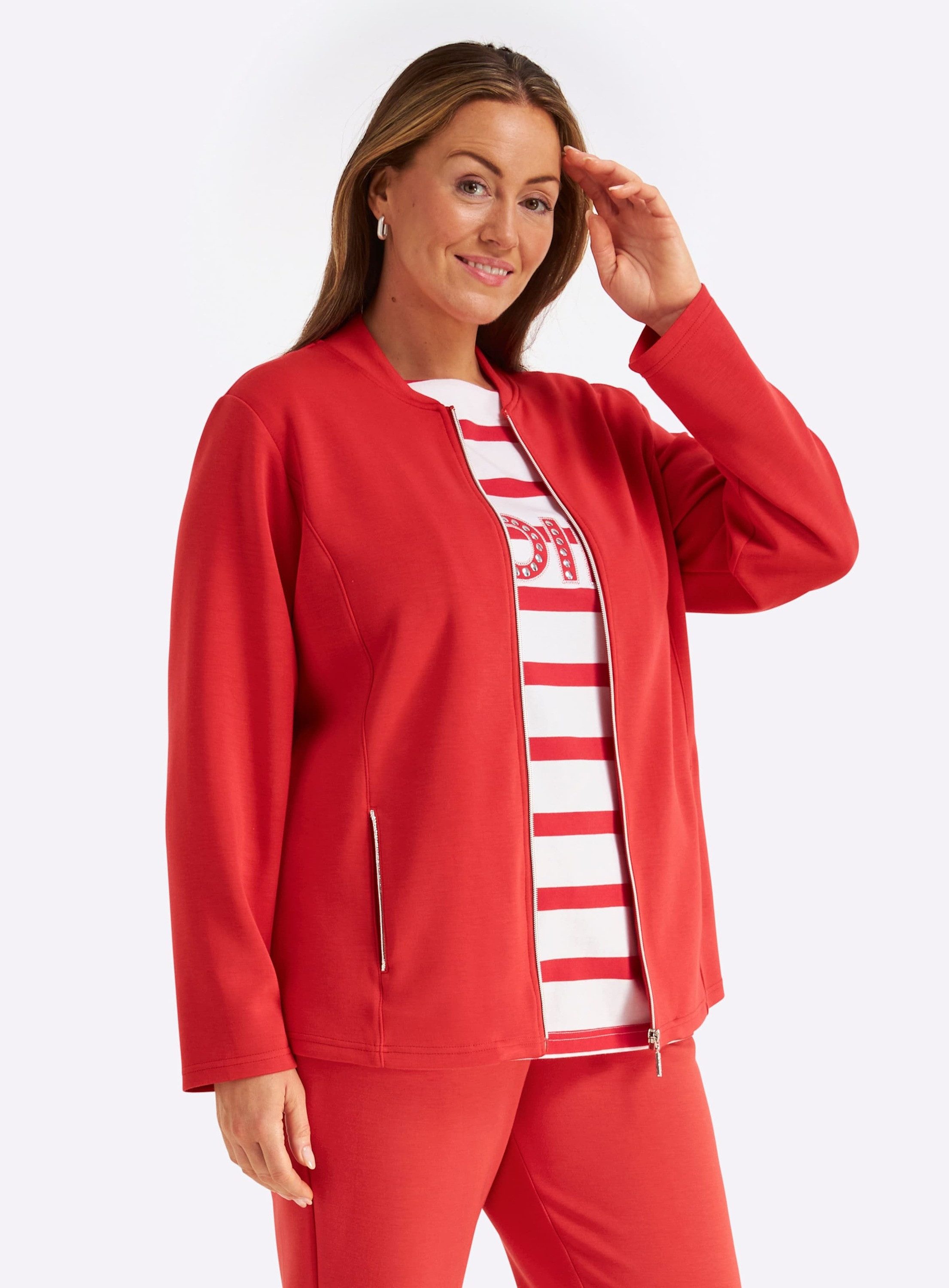 Sheego Shirtjacke Jerseyjacke Langarm