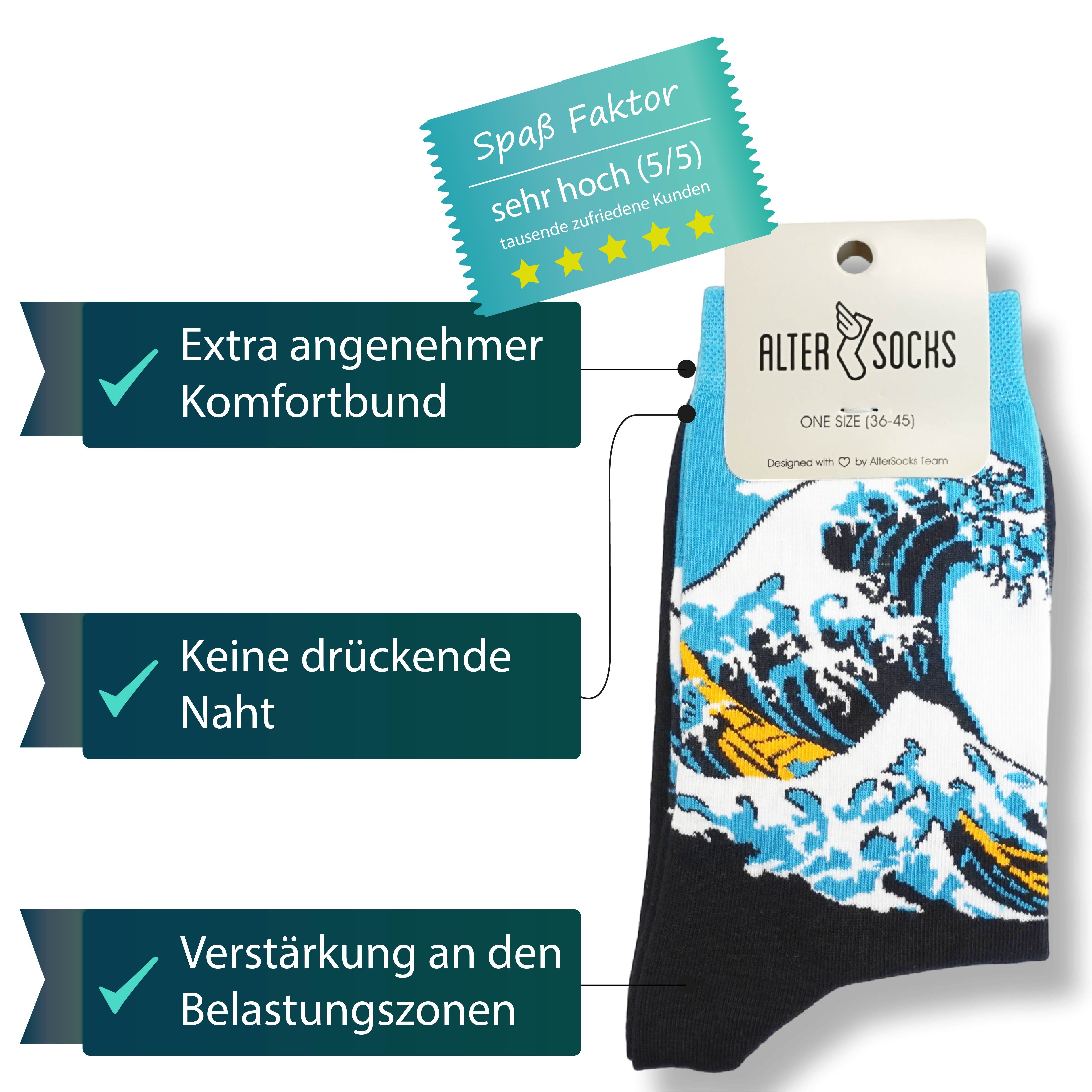 AlterSocks Freizeitsocken Lustige Socken Motiv Socken Damen & Herren Unisex Größe 36 – 45
