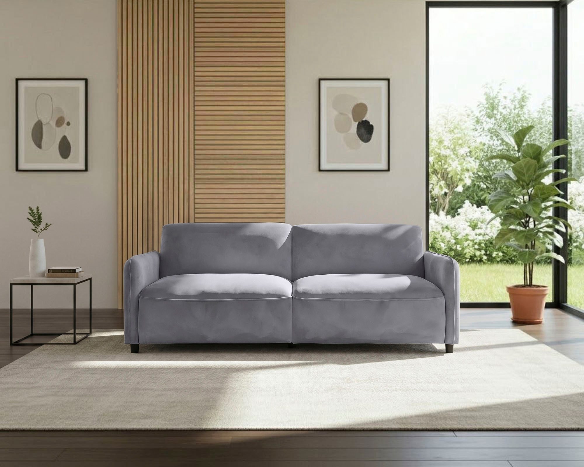Dorel Home 3-Sitzer Allie Curved Schlafsofa 209 cm, Bettfunktion (110/190), verstellbare Rückenlehne, Cord u. Velours