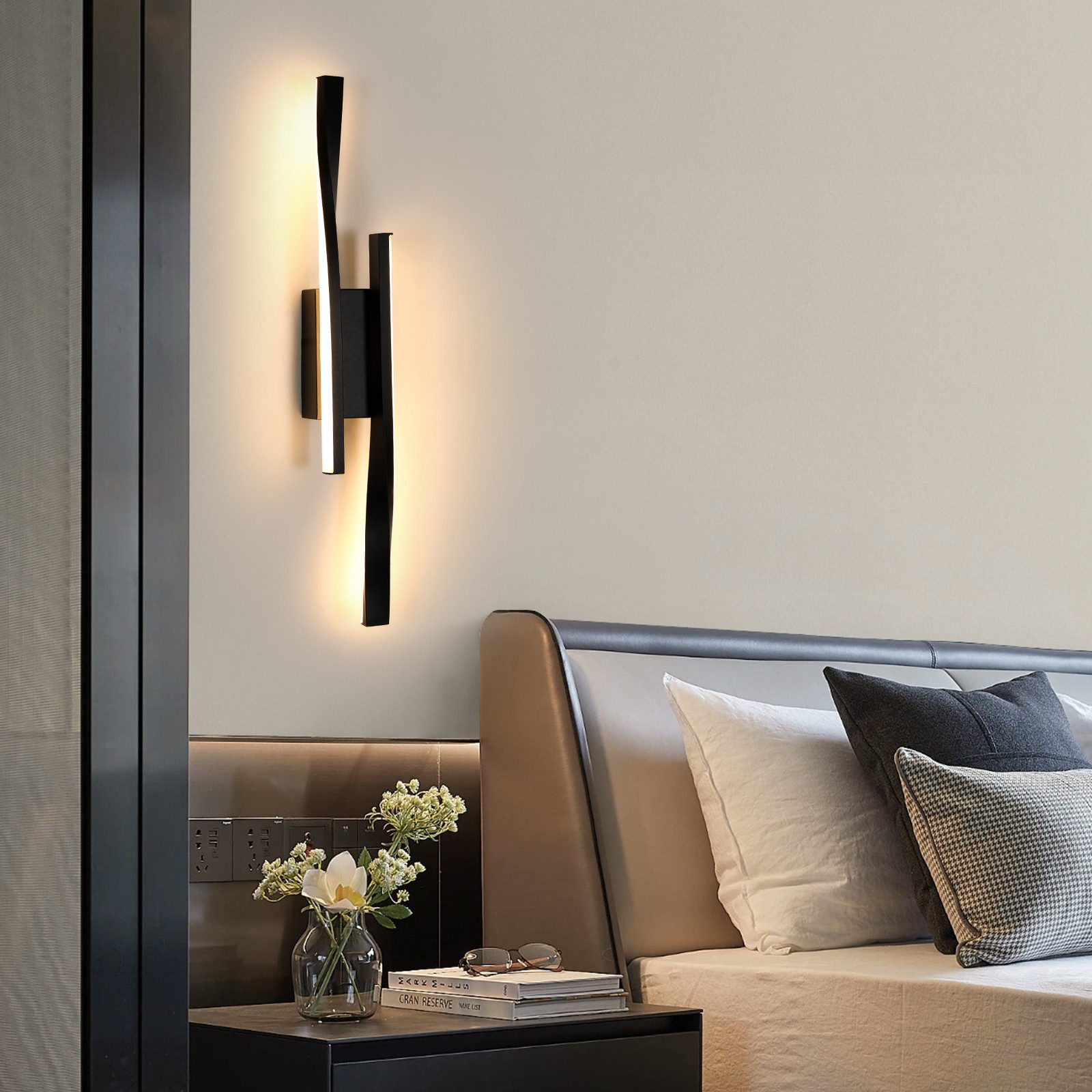 Riserva Kronleuchter LED Wandleuchte Innen 16W Schwarz Warmweiß 42 cm, LED wechselbar