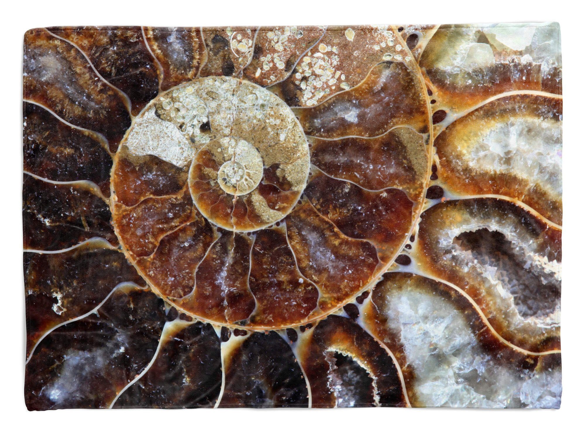 Sinus Art Handtücher Handtuch Strandhandtuch Saunatuch Kuscheldecke mit Fotomotiv Muschel Fossil Kun, Baumwolle-Polyester-Mix (1-St), Handtuch
