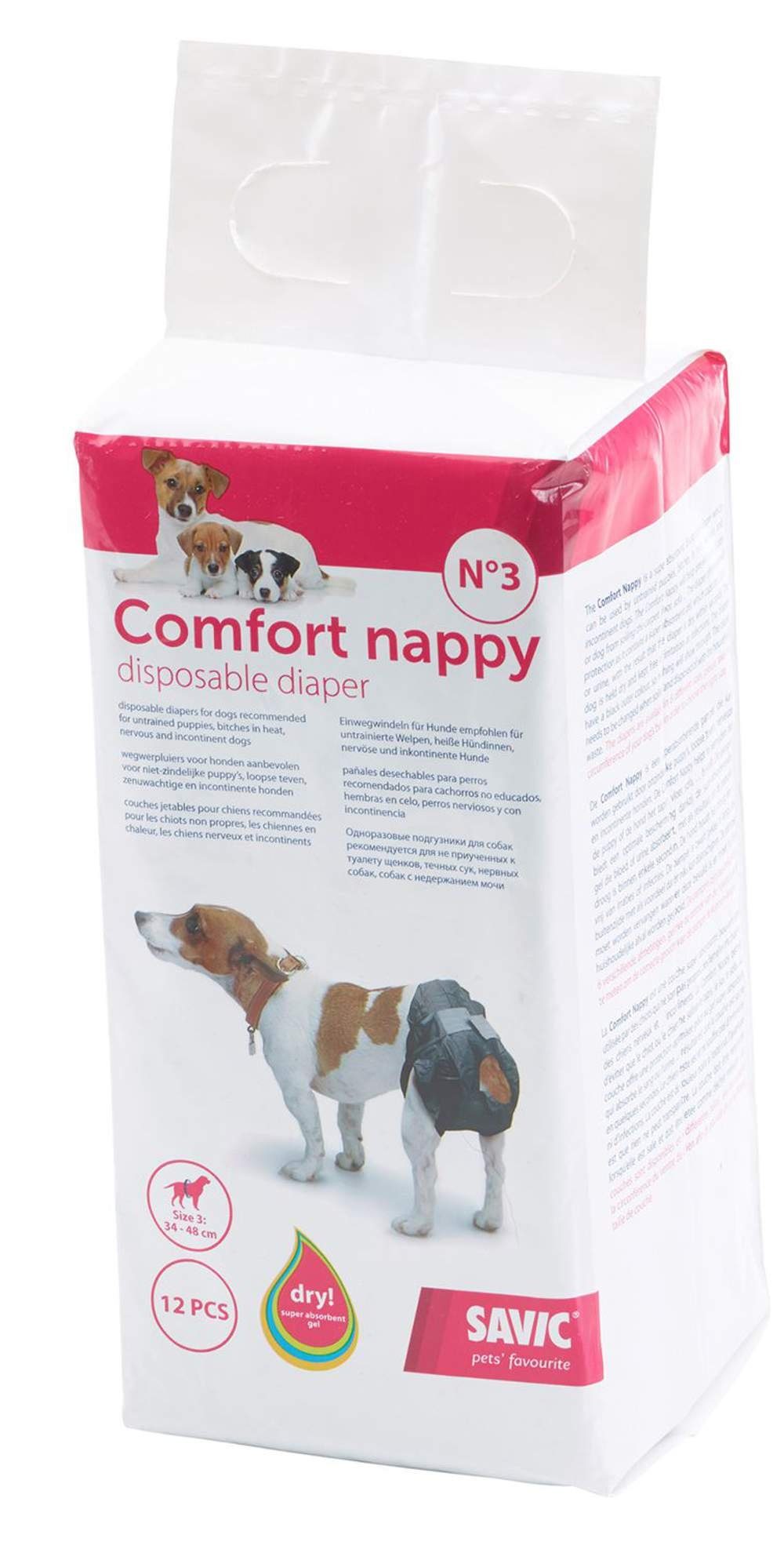 Savic Hundewindel Hundewindel Einwegwindel Schutzhose, für Hunde Comfort Nappy Größe 3 (Taillenumfang: 34-48 cm) schwarz3