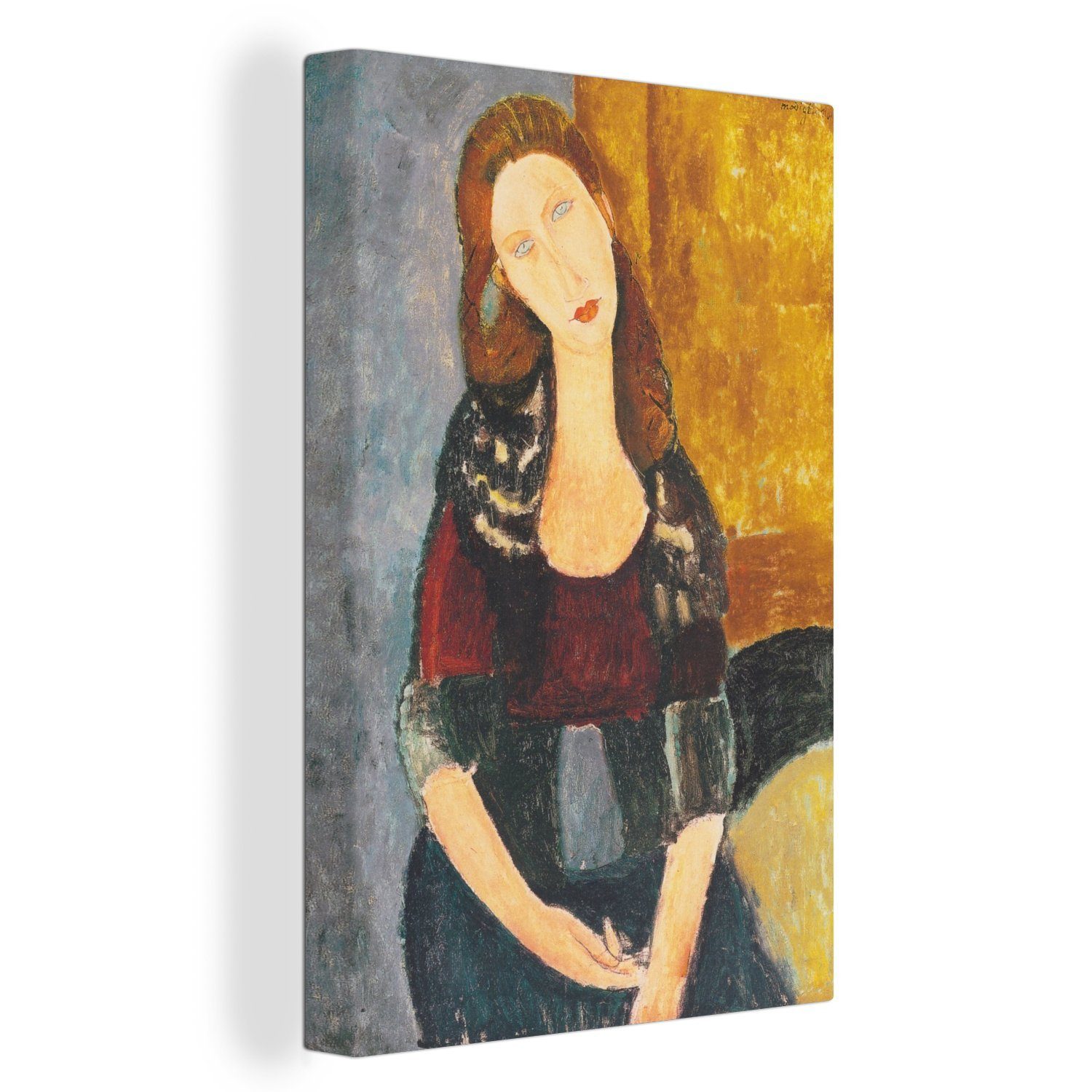 Porträt Zackenaufhänger, Amedeo der 20x30 OneMillionCanvasses® fertig - Jeanne Hébuterne von (1 Gemälde St), Leinwandbild Gemälde, inkl. cm Leinwandbild Modigliani, bespannt