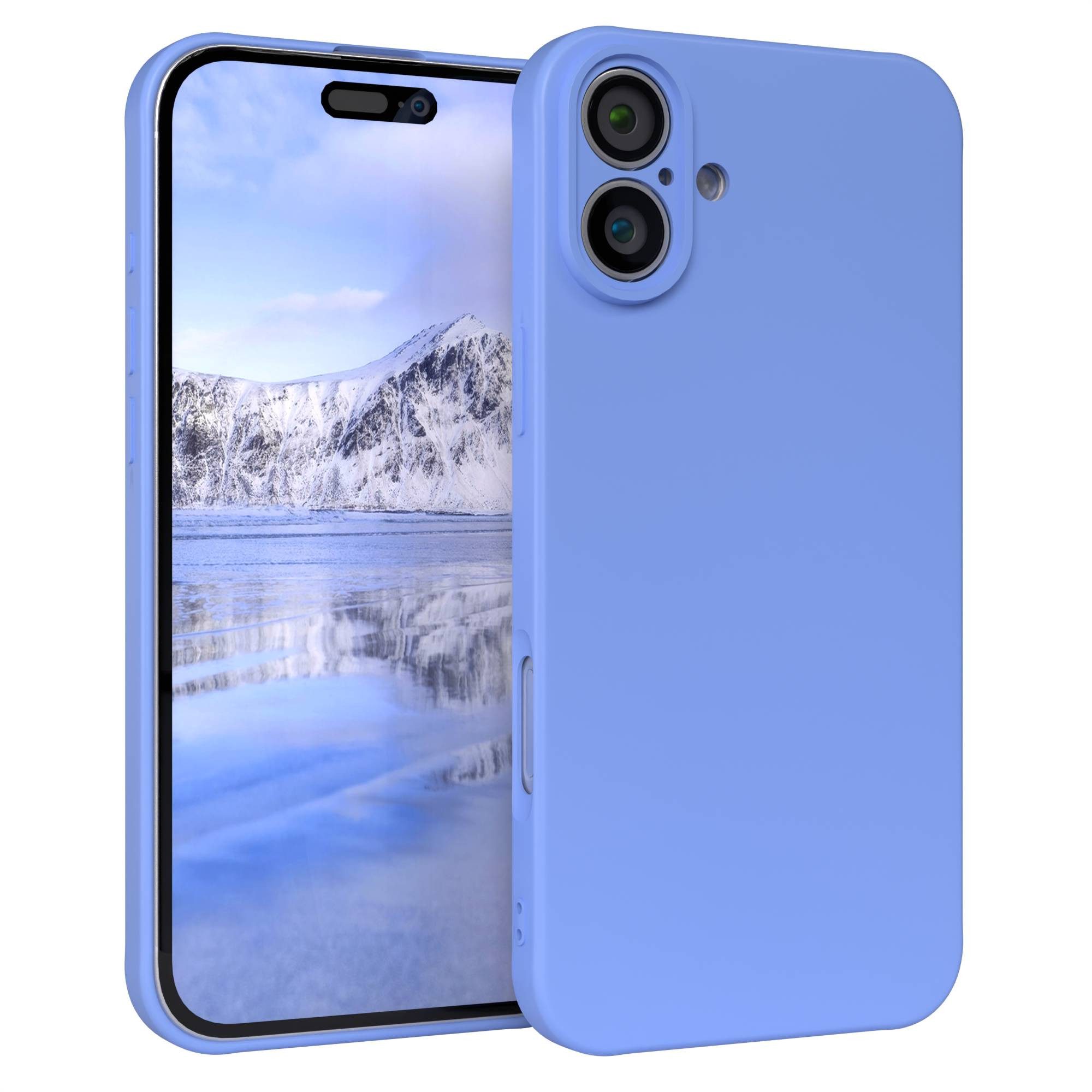 EAZY CASE Handyhülle für Apple iPhone 16 Plus Hülle Silikon 6,7 Zoll, Silikon Schutzhülle mit Kameraschutz kratzfest Back Cover Ultramarin