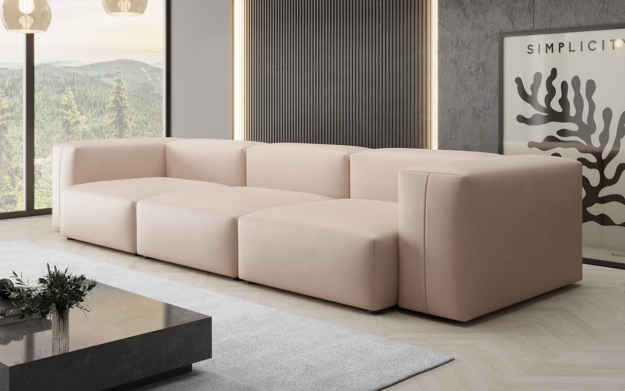 Luxusbetten24 Sofa Designer 3 Sitzer Sofa Snug, mit Bezug aus Echtleder