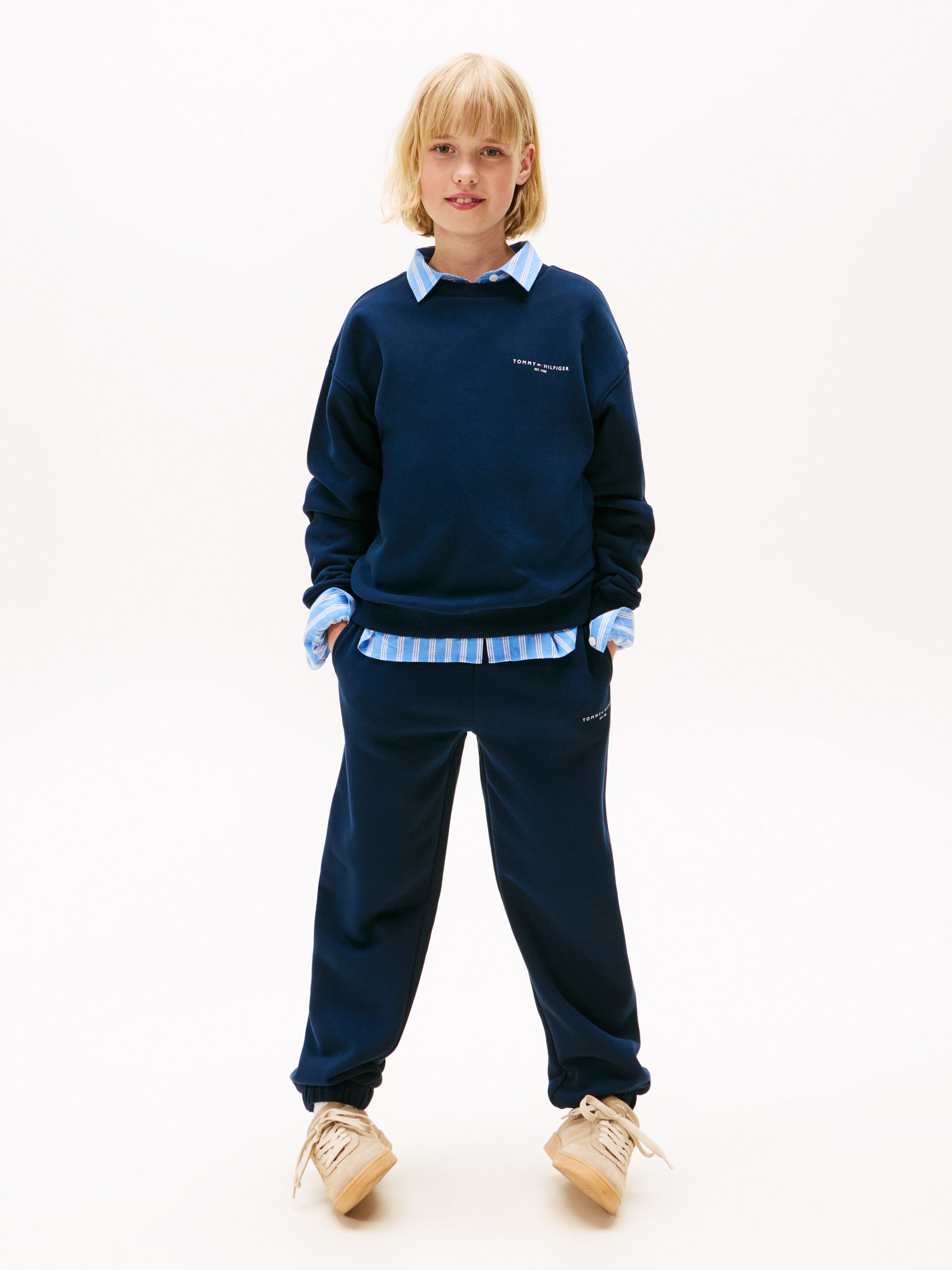 Tommy Hilfiger Langarmshirt & Hose MINI CORP C-NECK SWEATSHIRT SET (2-tlg) Kinder bis 16 Jahre