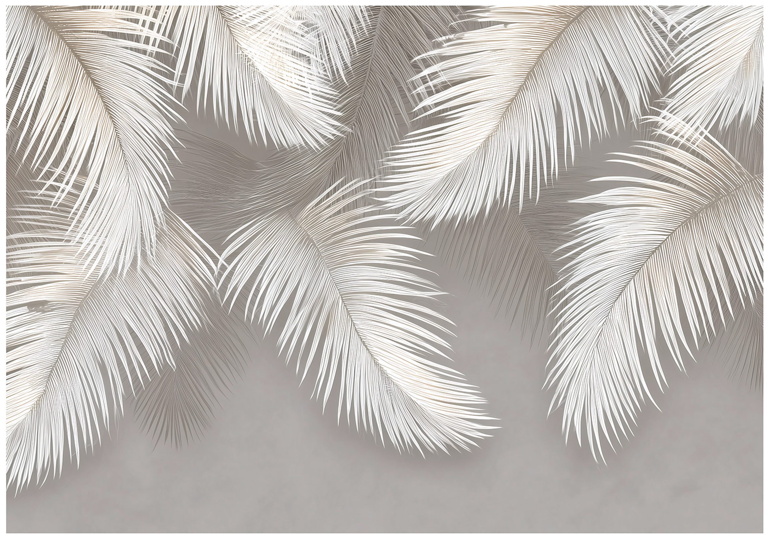 Wallarena Fototapete Blätter Grau Natur Vlies Tapete Wohnzimmer Schlafzimmer Wandtapete, Glatt Vlies Washable, Blätter, Grau, Natur, Weiß, (Packung, 8 St., Vlies Fototapete), Vliestapete grau Wohnzimmer Schlafzimmer Küche Tapete + Kleister