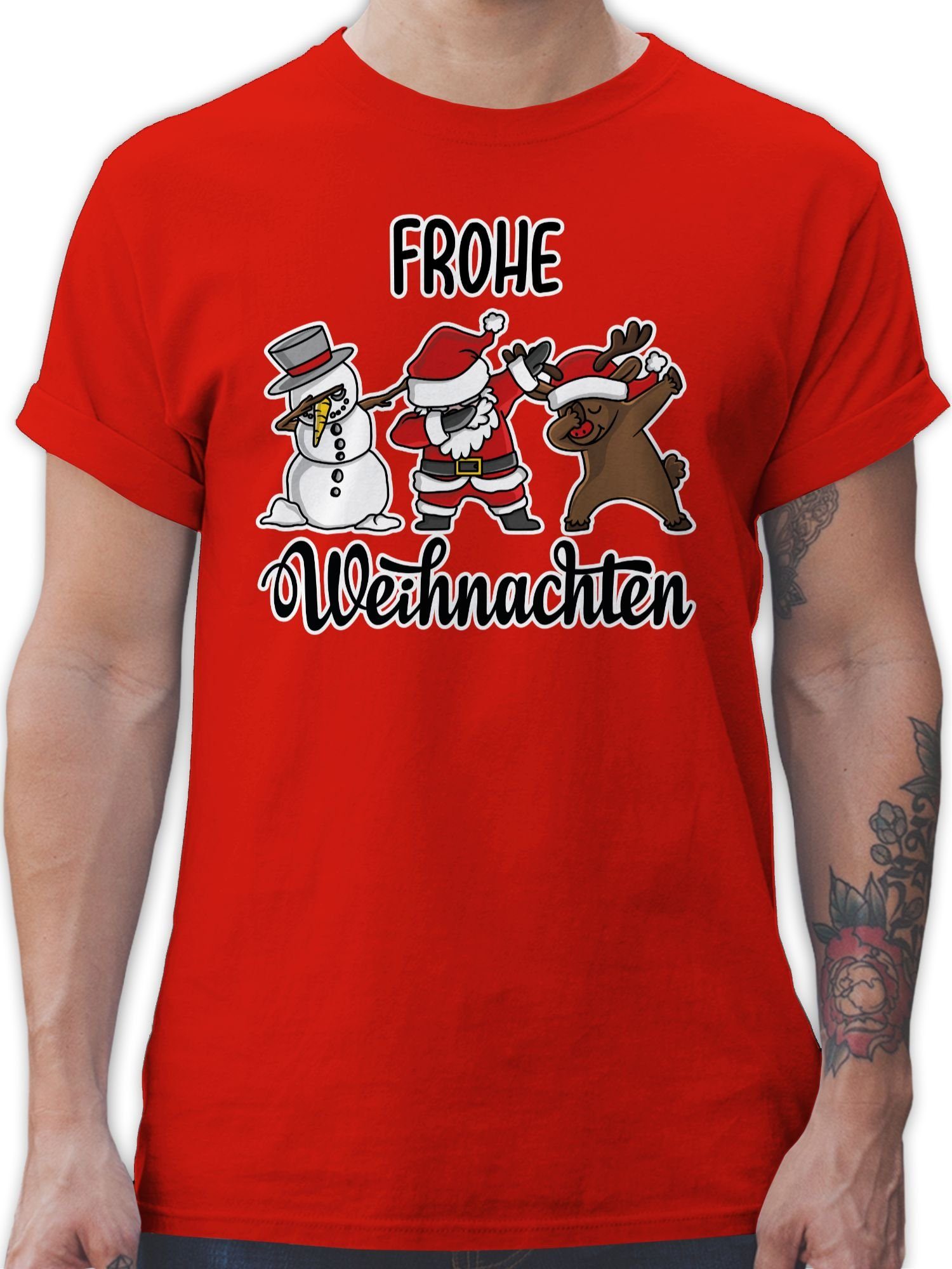 Shirtracer T-Shirt Frohe Weihnachten mit Dabbing Figuren - weiß -  Weihachten Kleidung - Herren Premium T-Shirt weihnachtstshirts herren lustig  - weihnachtshirts männer - dabbing