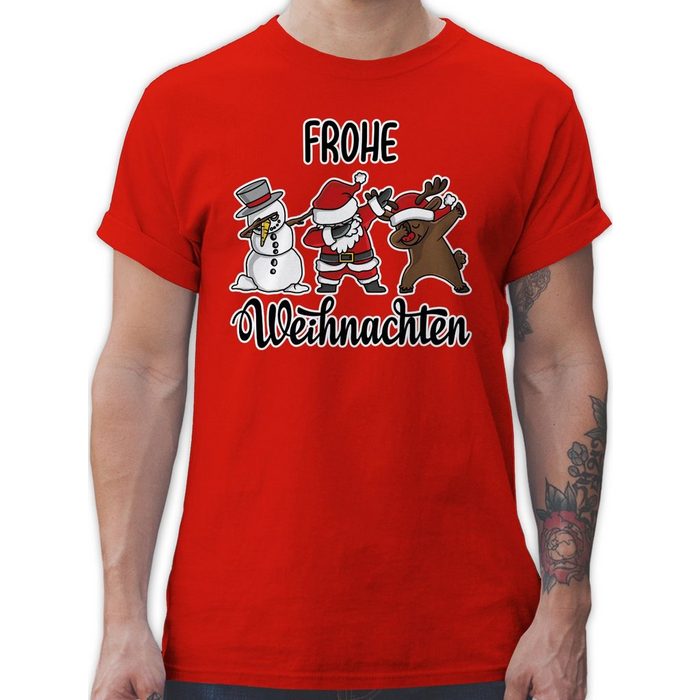 Shirtracer T-Shirt Frohe Weihnachten mit Dabbing Figuren - weiß - Weihachten Kleidung - Herren Premium T-Shirt weihnachtstshirts herren lustig - weihnachtshirts männer - dabbing