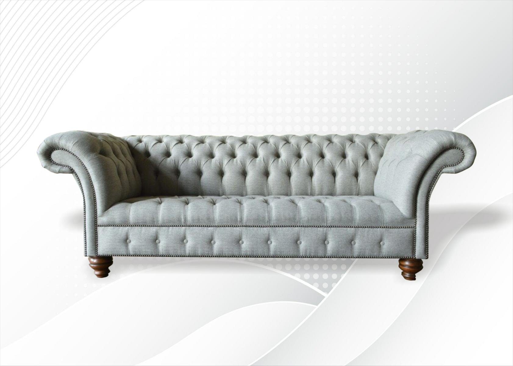 in Chesterfield Moderner Dreisitzer Möbel Chesterfield-Sofa Neu, Made Hellgrauer Design JVmoebel Europe