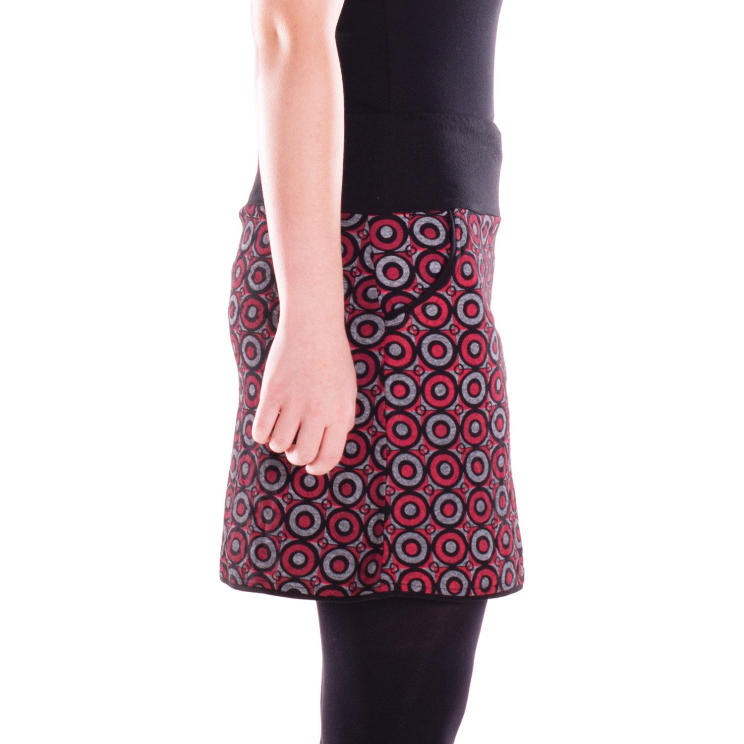 Vishes Minirock Damen Mini-Rock Baumwolle Kreise-Druck elastischer Bund mit Taschen Alternative Bekleidung, Ethno, Hippie, Retro Style