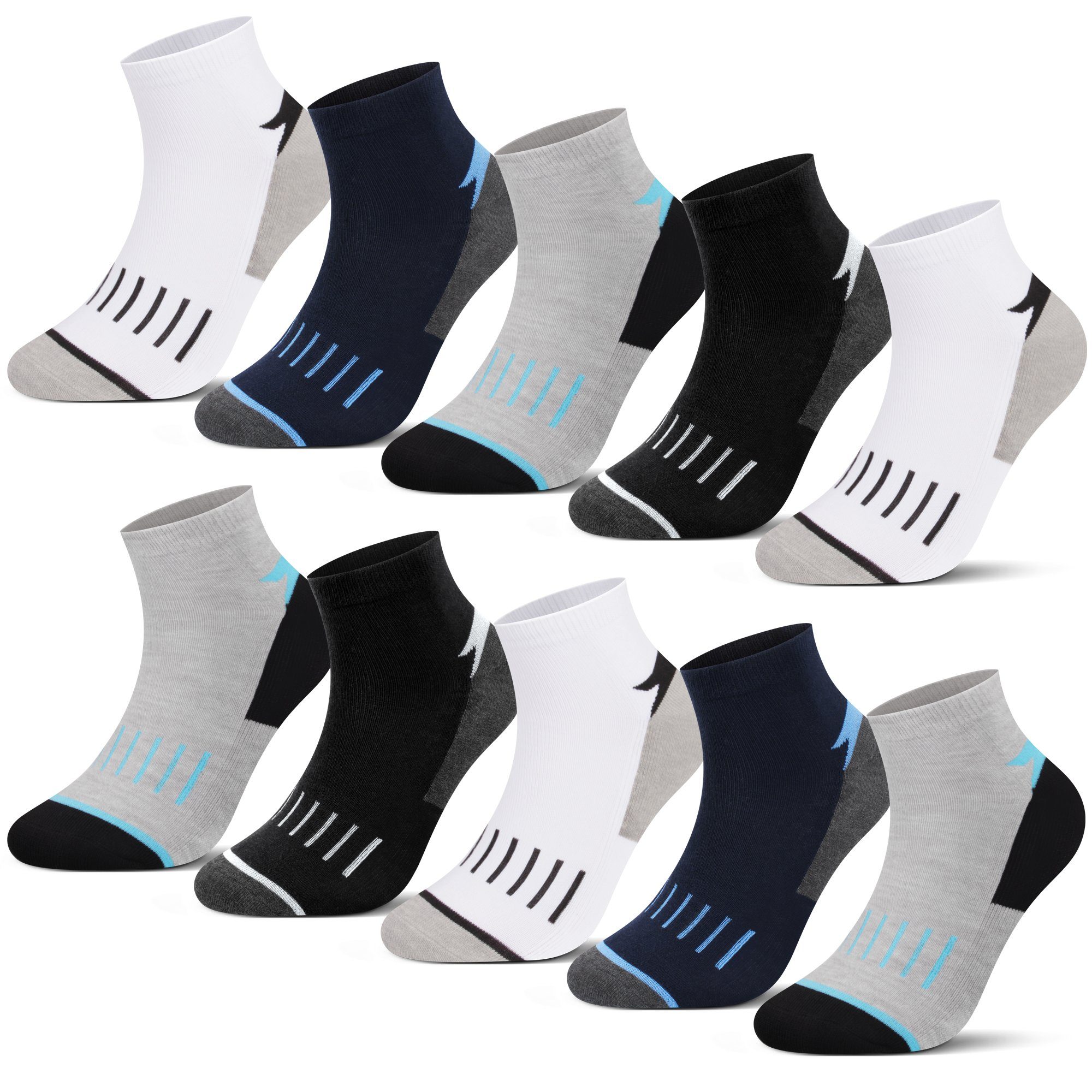 L&K Sneakersocken 92254-92241 (12er-Pack) Füßlinge Herren aus Baumwolle mit verschiedenen Motiven