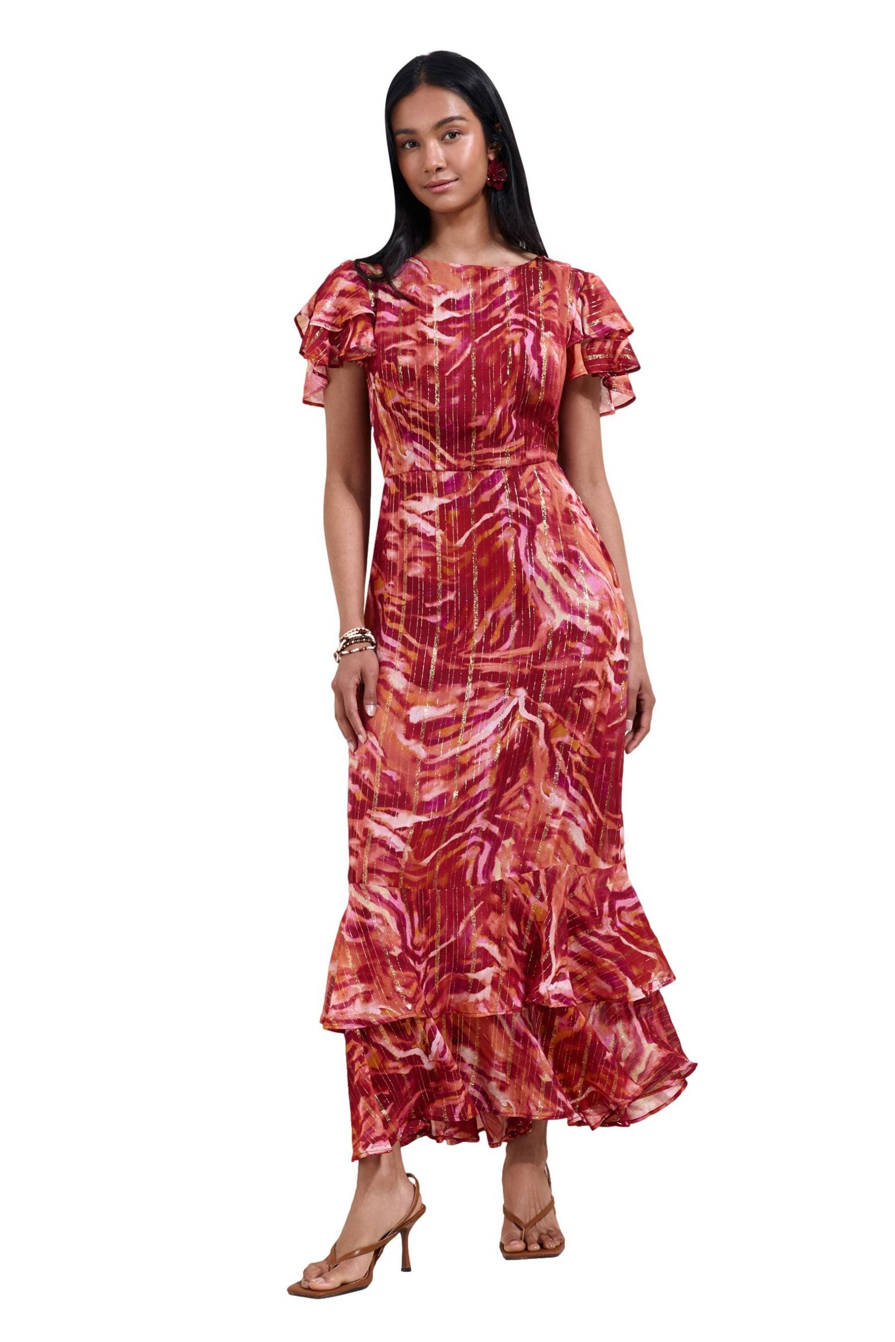 Friends Like These Midikleid Friends Like These Metallic Kurzarm-Midikleid (1-tlg)