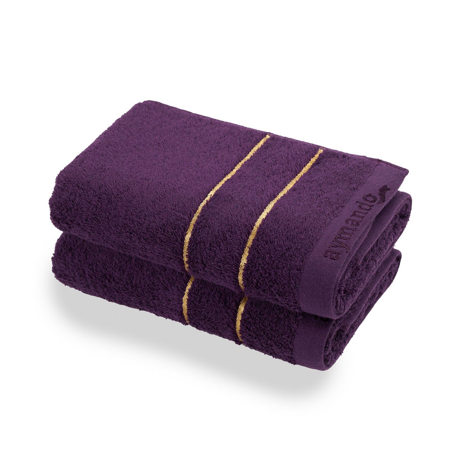 Aymando Handtuch Set Dubai, Ägyptische Baumwolle, (Set, 2-tlg), 50x100 cm Dark Violet-Gold