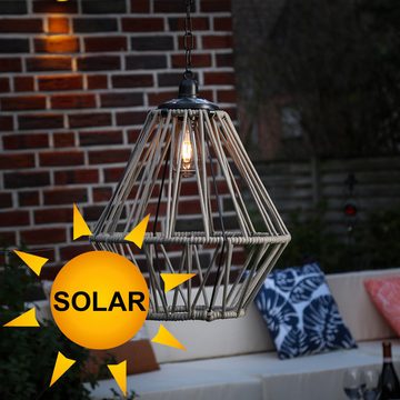 MARELIDA Hängeleuchte LED Solar Hängeleuchte Kunststoffseil Solarleuchte für Terrasse Balkon, LED Classic, warmweiß (2100K bis 3000K)