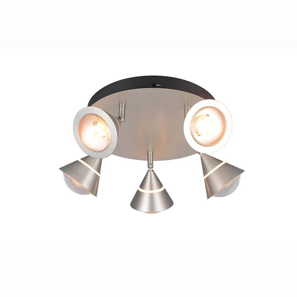 TRIO Leuchten LED Deckenleuchte, LED-Leuchtmittel fest verbaut, Kaltweiß, Warmweiß, Neutralweiß, Tageslichtweiß, Deckenleuchte Deckenlampe Wohnzimmerlampe Nickel matt schwenkbar H
