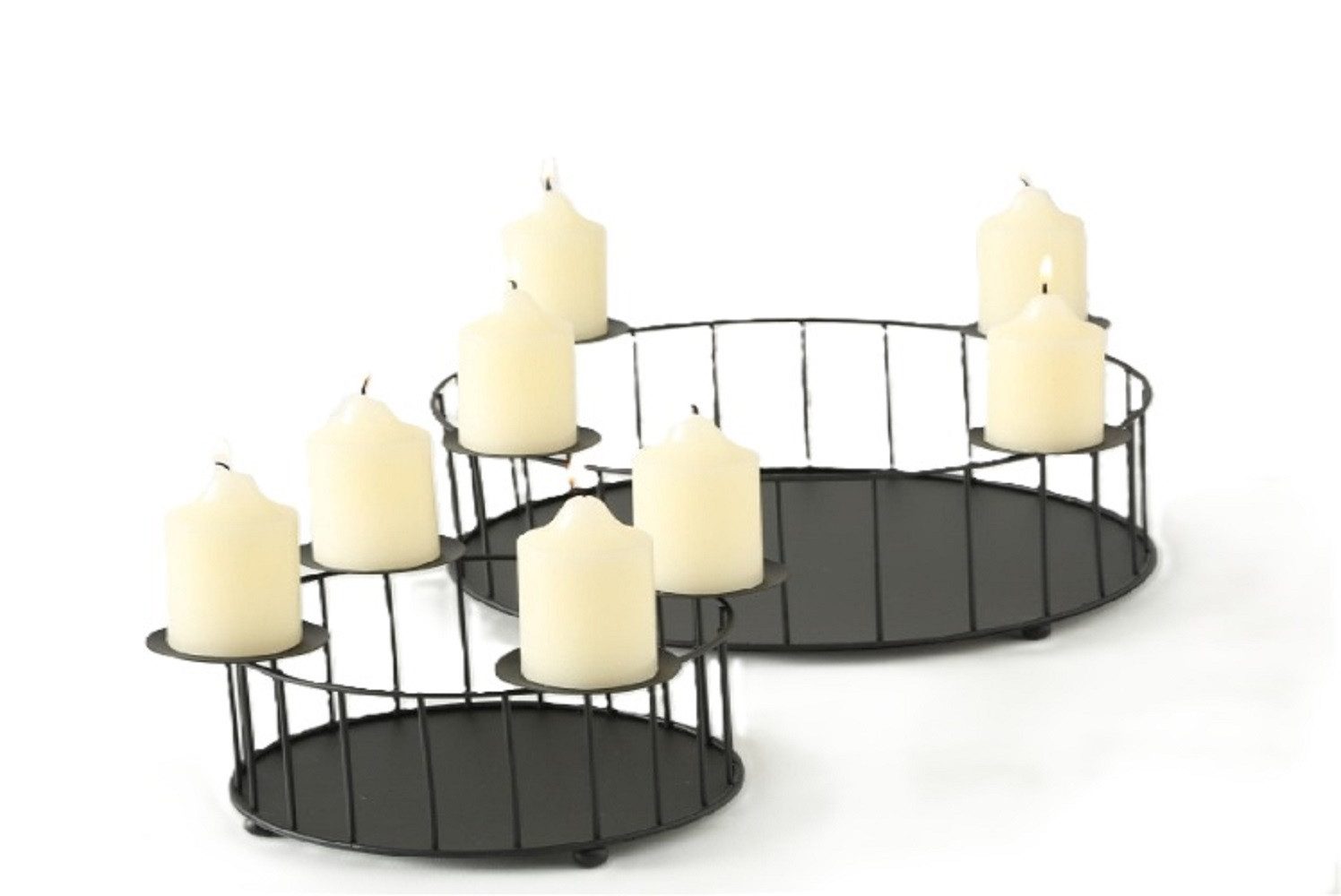 BOLTZE GRUPPE GmbH Kerzenständer Kerzenleuchter Adventskranz Metall 26-28 cm schwarz 2er Set