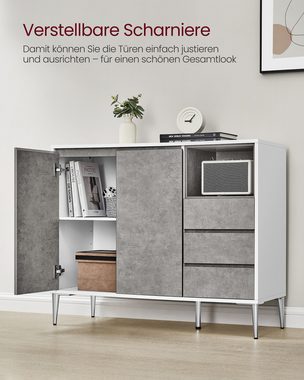 VASAGLE Kommode, Sideboard mit Türen, 3 Schubladen, offenes Fach