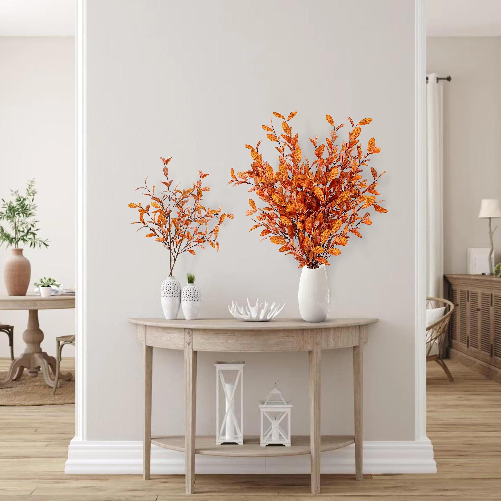 Kunstblumenstrauß 5 Stück künstliche Eukalyptus-Zweige für den Herbst, Herbststrauß, Bomiclss, Kunstblumen wie Echt, Herbstdeko für Außen Innen – Bild 5 von 5
